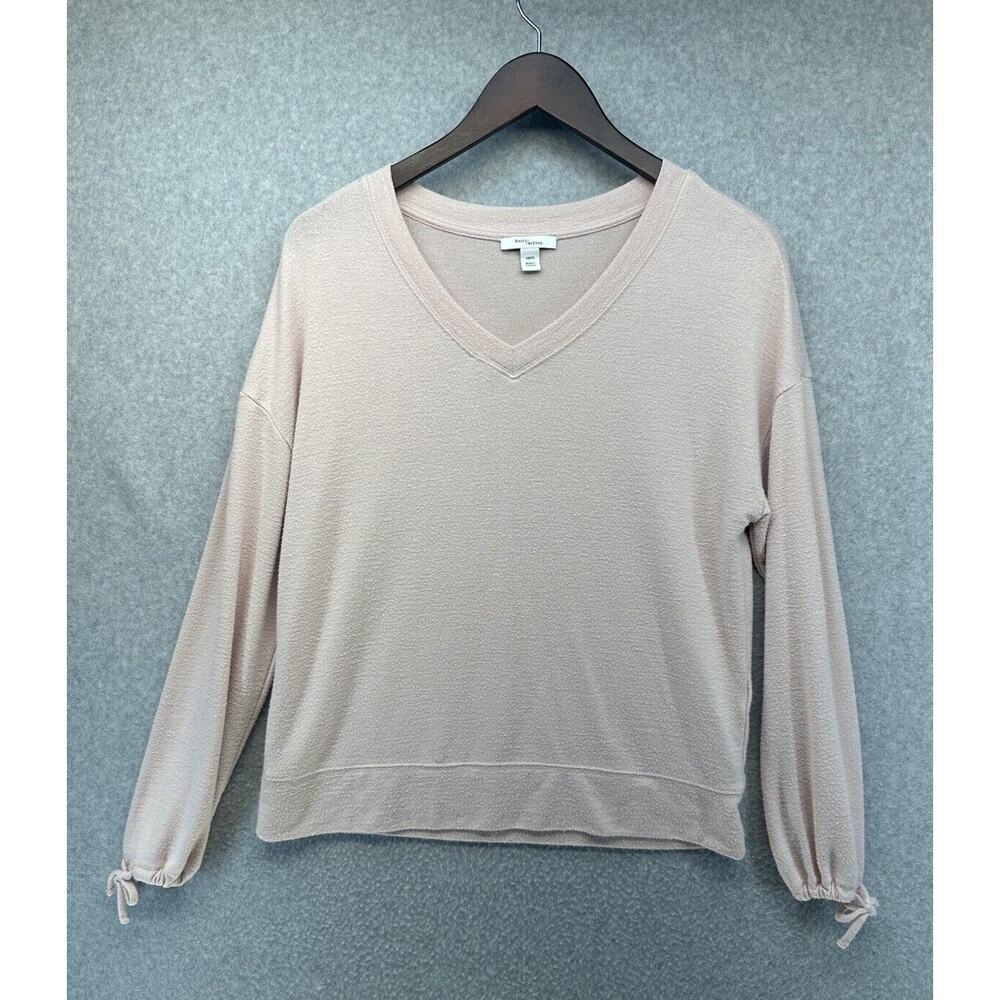 Daily Ritual Womens Blouse Soft Pink Drop Shoulder V-Neck Puff Sleeve Size Small